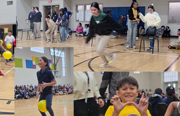  Students playing games during a pep rally